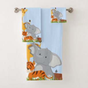 Cute Oerwoud Baby Animal Bad Handdoek