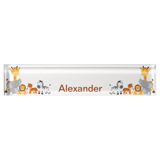Cute Oerwoud Baby Animal Desk Naambordje (Voorkant)