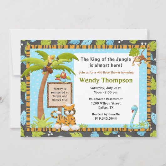Cute Oerwoud Baby shower Invitation Kaart (Voorkant)