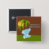 Cute Oerwoud Elephant Boy Baby shower Button (Voorkant /achterkant)