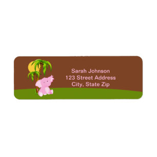 Cute Oerwoud Elephant Girl Return Address Labs Etiket