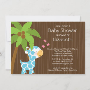 Cute Oerwoud Giraffe Boy Baby shower Invitation Kaart