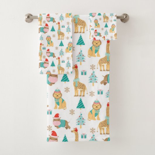 Cute Oerwoud Kerstmis Pattern Bad Handdoek (Insitu)