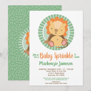 Cute Oerwoud Lion Baby Sprinkle Uitnodiging Neutra