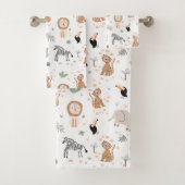 Cute Oerwoud Rainforest Animals Patroon Bad Handdoek (Insitu)
