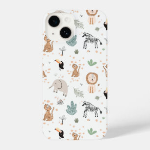 Cute Oerwoud Rainforest Animals Patroon iPhone 14 Hoesje