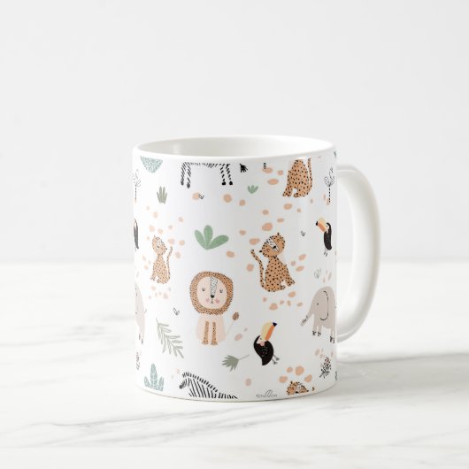 Cute Oerwoud Rainforest Animals Patroon Koffiemok (Voorkant rechts)