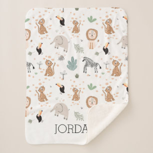 Cute Oerwoud Rainforest Animals Patroon Sherpa Deken