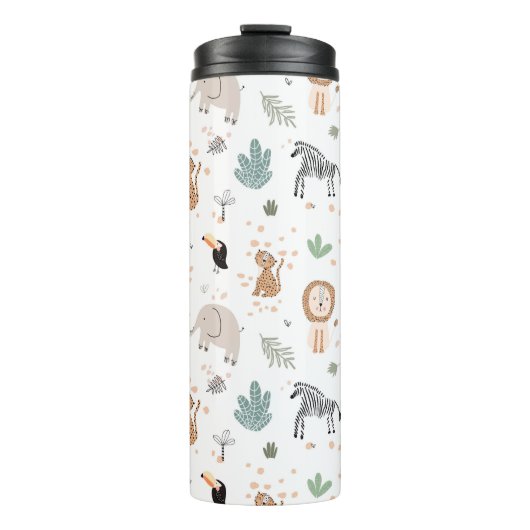 Cute Oerwoud Rainforest Animals Patroon Thermosbeker (Voorkant)