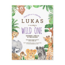 Cute Oerwoud Safari 1st Birthday Uitnodiging