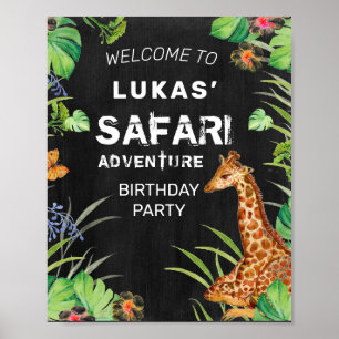 Cute Oerwoud Safari Adventure Birthday Welkom Poster
