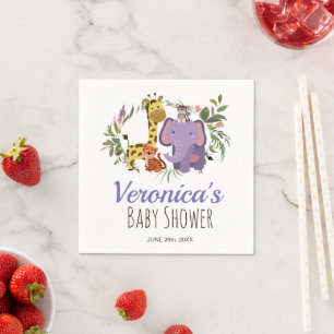 Cute Oerwoud Safari Animal Waterverf Baby shower Servet
