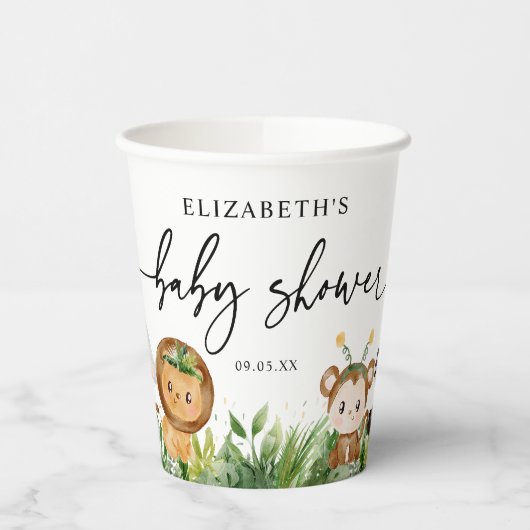 Cute Oerwoud Safari Animals Party Baby shower Papieren Bekers (Links)