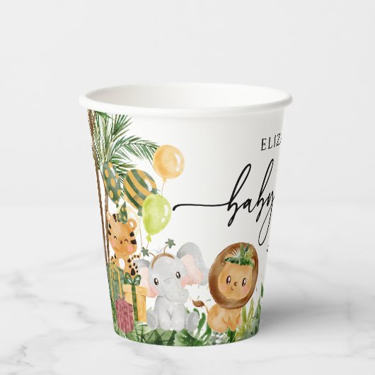Cute Oerwoud Safari Animals Party Baby shower Papieren Bekers (Voorkant)