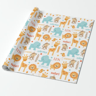 Cute Oerwoud Safari Animals Patroon Cadeaupapier