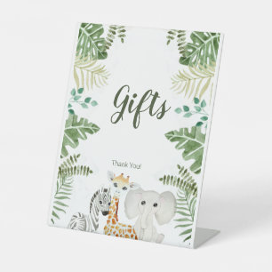 Cute Oerwoud Safari Animals Reclamebord Met Voetstuk