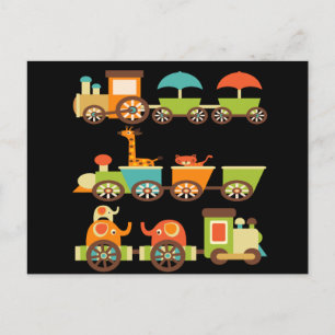 Cute Oerwoud Safari Animals Train Gifts Kinder Bab Briefkaart