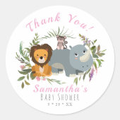 Cute Oerwoud Safari Baby shower Hartelijk dank Ronde Sticker (Voorkant)