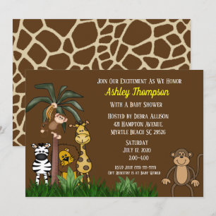 Cute Oerwoud Safari Baby Shower-uitnodigingen Kaart