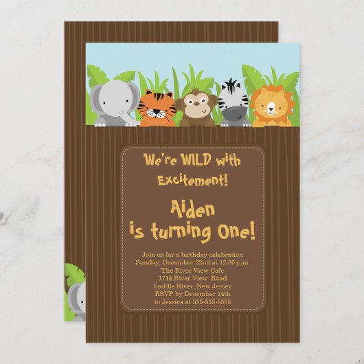 Cute Oerwoud Safari dierentuin Kaart (Voorkant / Achterkant)