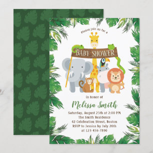Cute Oerwoud Safari Forest Animals Baby shower Kaart