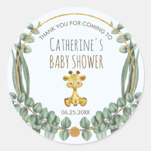 Cute Oerwoud Safari Giraffe Baby shower Hartelijk  Ronde Sticker