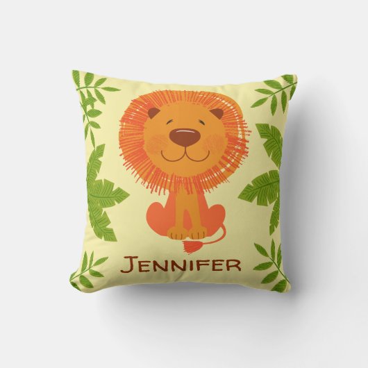 Cute Oerwoud Safari Lion Baby Nursery Kussen (Voorkant)