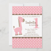 Cute Oerwoud Safari Roze Giraffe Birthday Party Kaart (Voorkant)