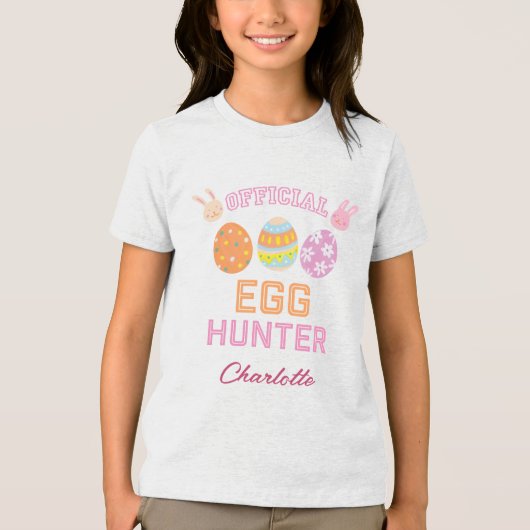 Cute Official Egg Hunter Easter Kids Name Tri-Blend Shirt (Voorkant)