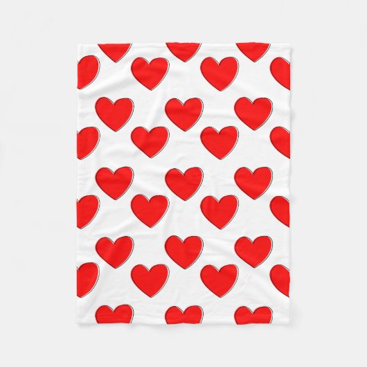 Cute Offset Red Heart Patroon Fleece Deken (Voorkant)