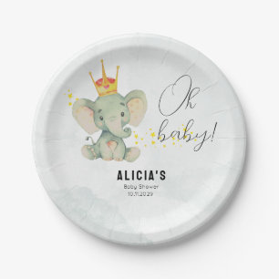 Cute Oh Baby Geslachtsneutrale Olifant Baby Shower Papieren Bordje