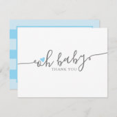 Cute Oh Baby Heart Boy Baby shower Dank je Bedankkaart (Voorkant / Achterkant)