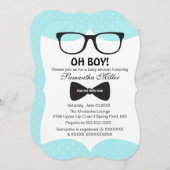 Cute Oh Boy Black Glasses Baby shower Invitation (Devant / Derrière)