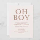 Cute Oh Boy Brown Stippen Minimale Baby shower Kaart (Voorkant)