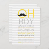 Cute Oh Boy Mustache Baby Shower Invitations Kaart (Voorkant / Achterkant)