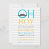 Cute Oh Garçon Mustache Baby Douche Invitations (Devant)