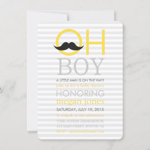 Cute Oh Garçon Mustache Baby Douche Invitations