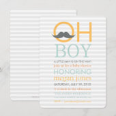 Cute Oh Garçon Mustache Baby Douche Invitations (Devant / Derrière)