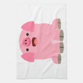 Cute Oinking Cartoon Pig Serviette de cuisine (Vertical)