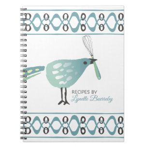 Cute oiseau cuisine whisk recette carnet livre de