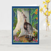 Cute Okapi dans Rainforest accueil ou carte de not (Fleur jaune)