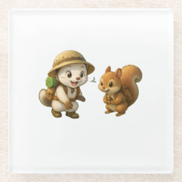 Cute Okojo and Squirrel – Okojo and Friends Glazen Onderzetter