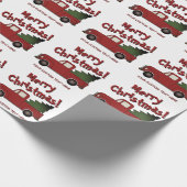 Cute old red truck with Christmas tree custom Cadeaupapier (Hoek)