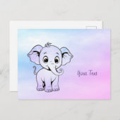 Cute Olifant Ansichtkaart Briefkaart (Voorkant / Achterkant)