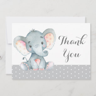 Cute Olifant Baby Grijs Bedankkaart