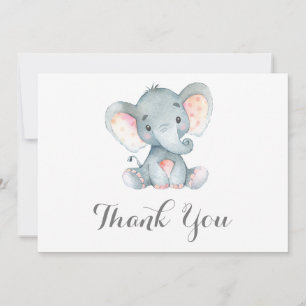 Cute Olifant Baby Grijs Bedankkaart