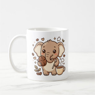 Cute Olifant Bean Cafe Mok Karakter