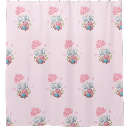Cute Olifant Douchegordijn | Baby Badkamer Decorat (Voorkant)
