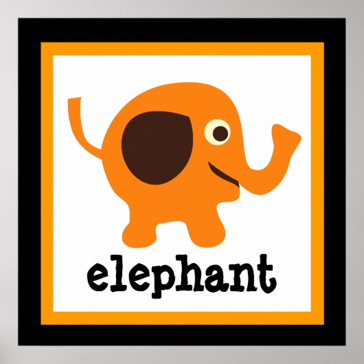 Cute Olifant Safari Dieren Baby Kids Poster (Voorkant)