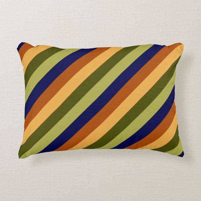 Cute Olive Sage Marine Stripes Accent Coussin (Devant)
